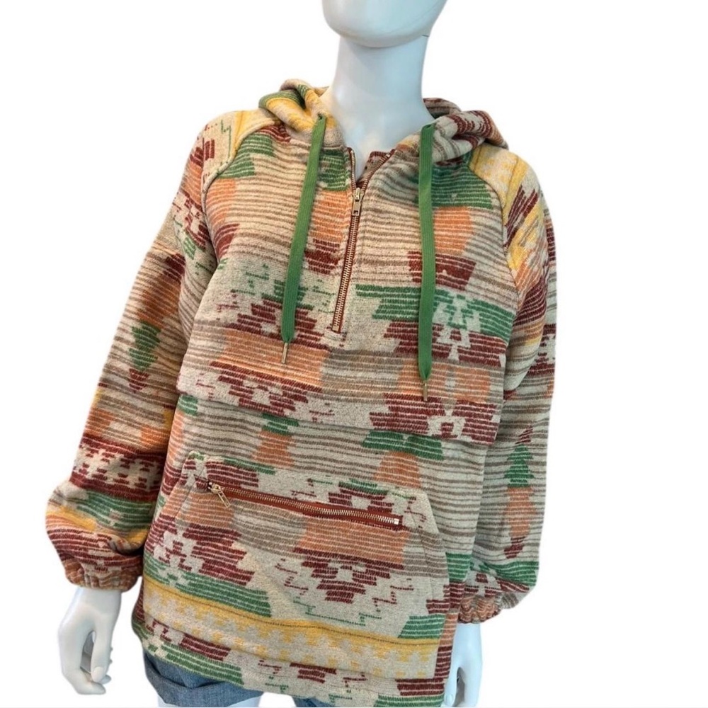 MAINSTRIP hooded fall hues half zip pullover S M L - Picture 4 of 10